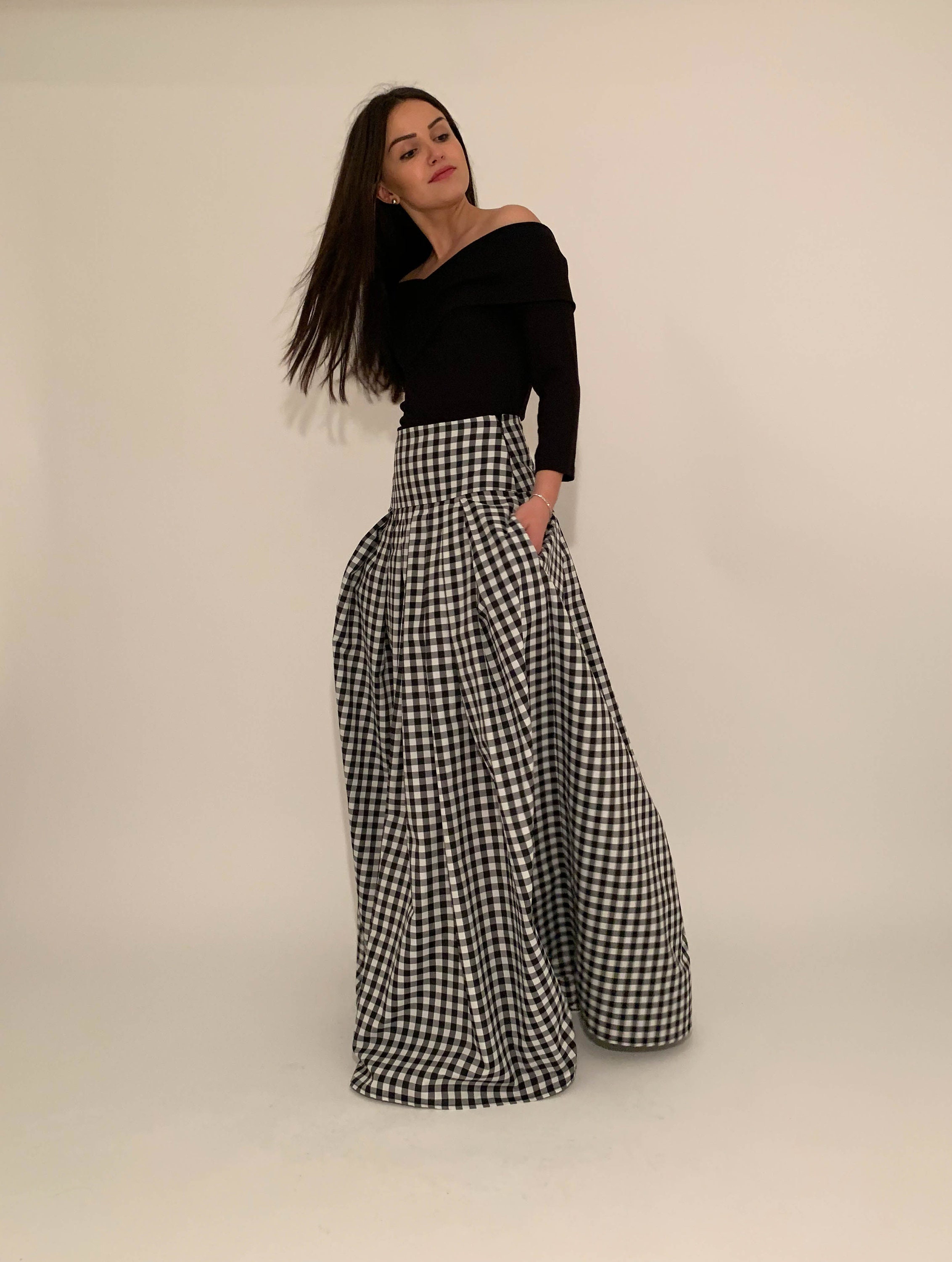 Lovely Long Maxi Skirt/high or Low Waist Skirt/long Waistband  Skirt/handmade Skirt/low Waisted Black Skirt/formal Skirt/skirt/f1860 -   Canada