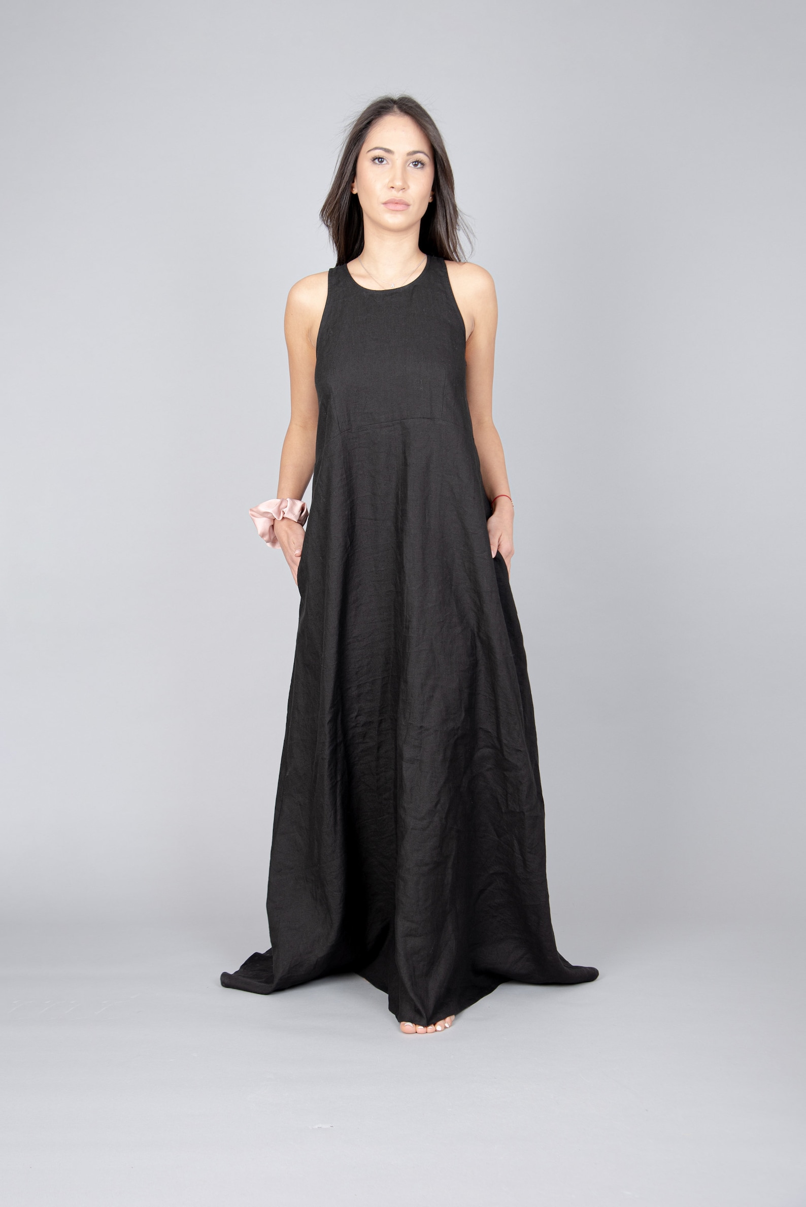 Black Linen Dress/convertible Linen Dress/oversized Summer Dress ...
