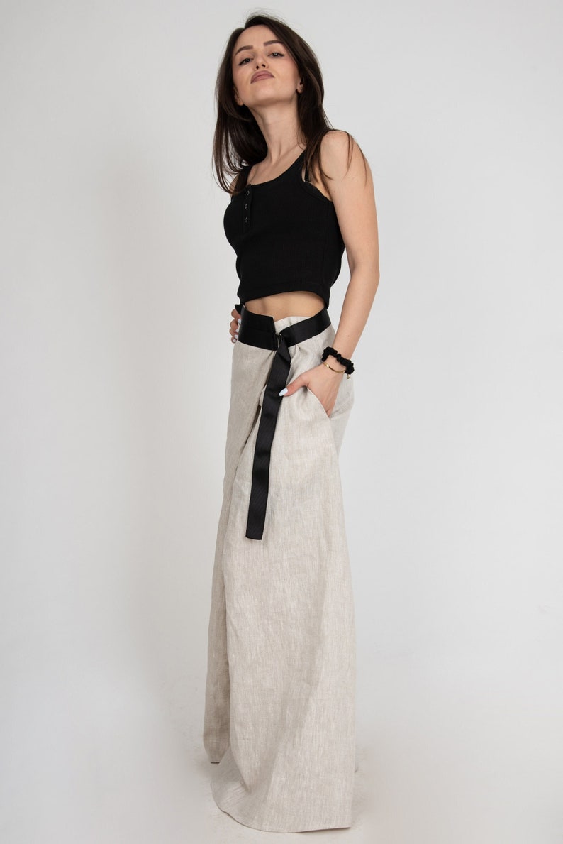 Long Loose Linen Skirt/Summer Maxi Skirt/Linen Extravagant Maxi Skirt/Summer Skirt/Casual Skirt With Pocket/Handmade Casual Skirt/F1502 画像 3