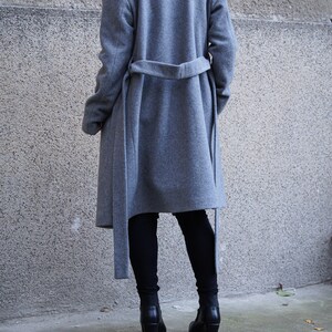 Grey Lined Coat/cashmere Wool Coat/winter Coat/belted Coat/xxl Coat ...