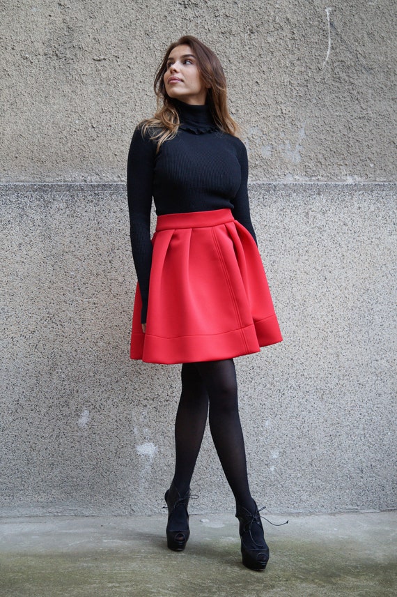 Neoprene Skirt/red Skirt/fashion Skirt/casual Skirt/women Mini Skirt/mini  Dress/winter Skirt/bouffant Skirt/pleated Cocktail Skirt/f1088 - Etsy