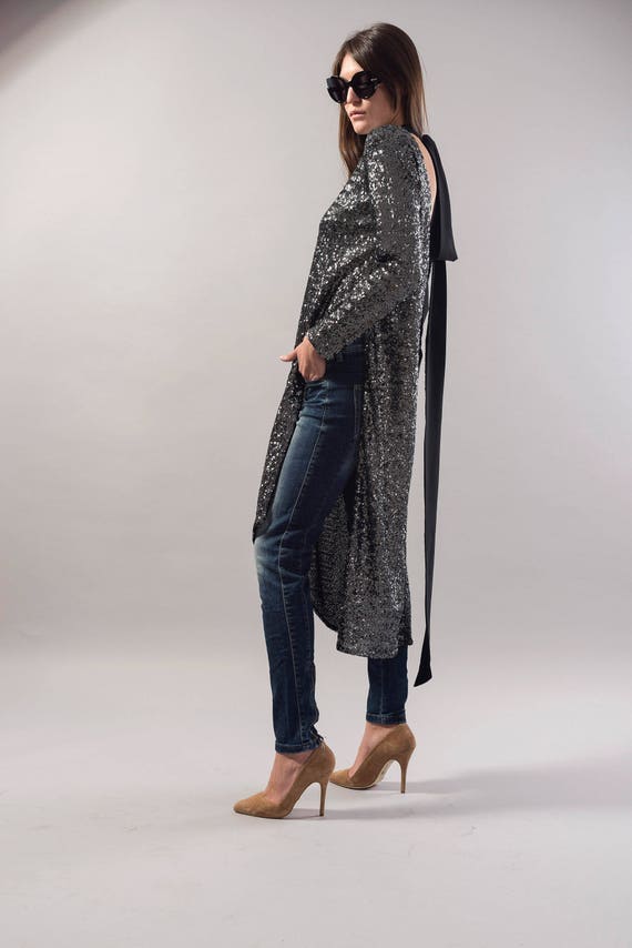 Sequinned Dress/Party Dress/Silver Sequinned Top/Long Dress/Cocktail Dress/Evening Dress/Grey Glitter Dress/Glittering Gown/Midi Dress/F1742