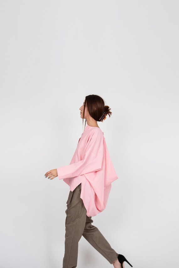 pink open back shirt