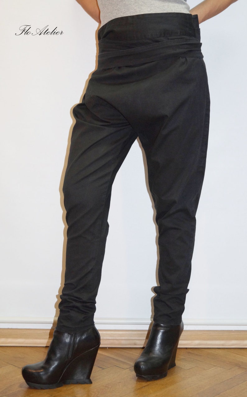 Loose Casual Pants/Black Drop Crotch Harem Pants/Extravagant Black Pants/Unisex Pants/Harem Pants/Handmade Black Pants/Maxi Pants/F1332 image 5