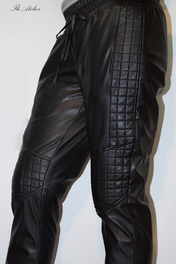 Eco Leather Tapered Pants/leggings/skinny Leather Pants/effect - Etsy