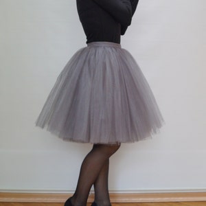 Women Tulle Skirt/Tea Length Tutu Skirt/Princess Skirt/Wedding Skirt/Knee Length Skirt/Gray Skirt/Grey Tutu Skirt/Grunch Skirt/F1294 image 3