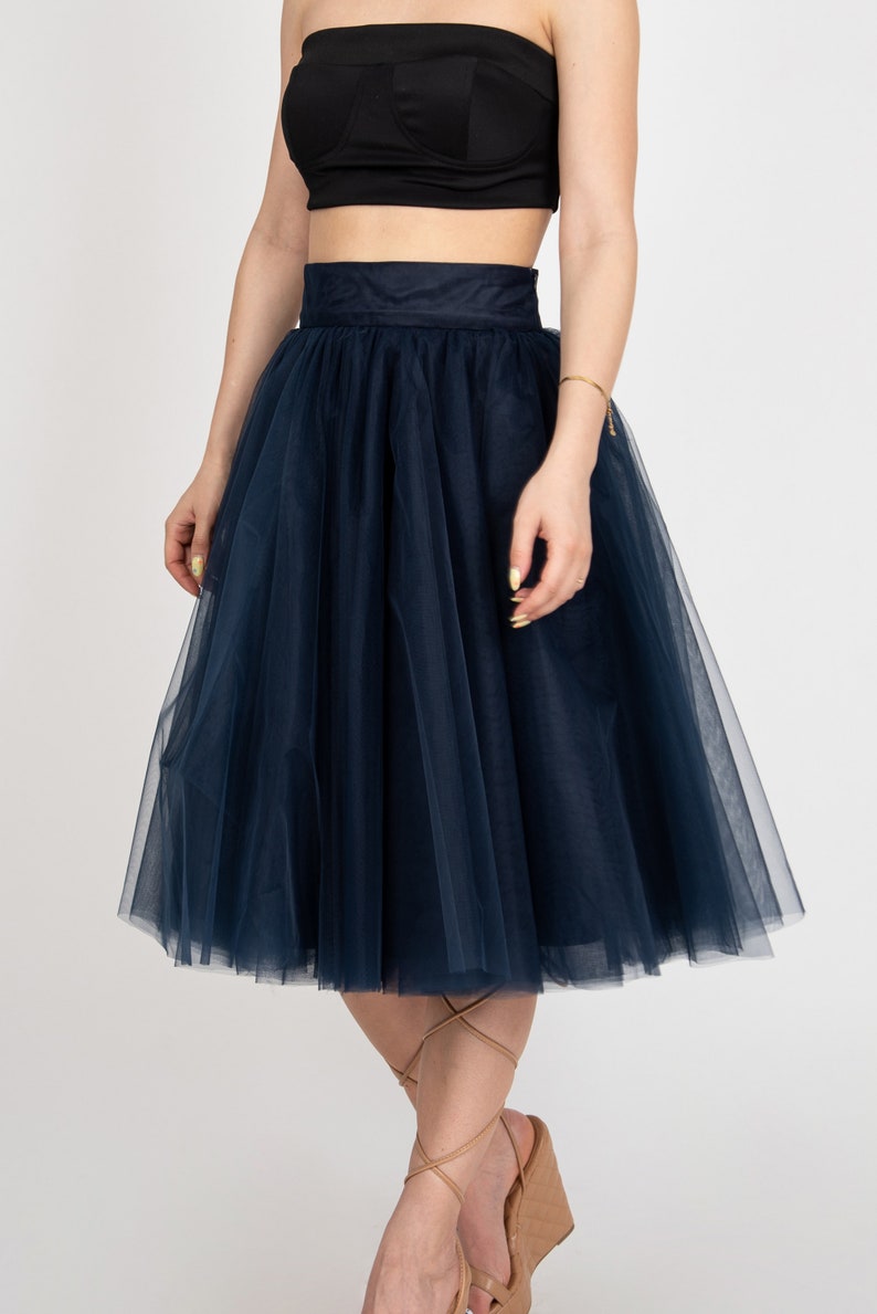 Women Tulle Skirt/Tutu Skirt/Princess Skirt/Blue Short Skirt/Blue Tutu Skirt/Casual Ballet Skirt/Dark Blue Mini Skirt/F2414 image 6