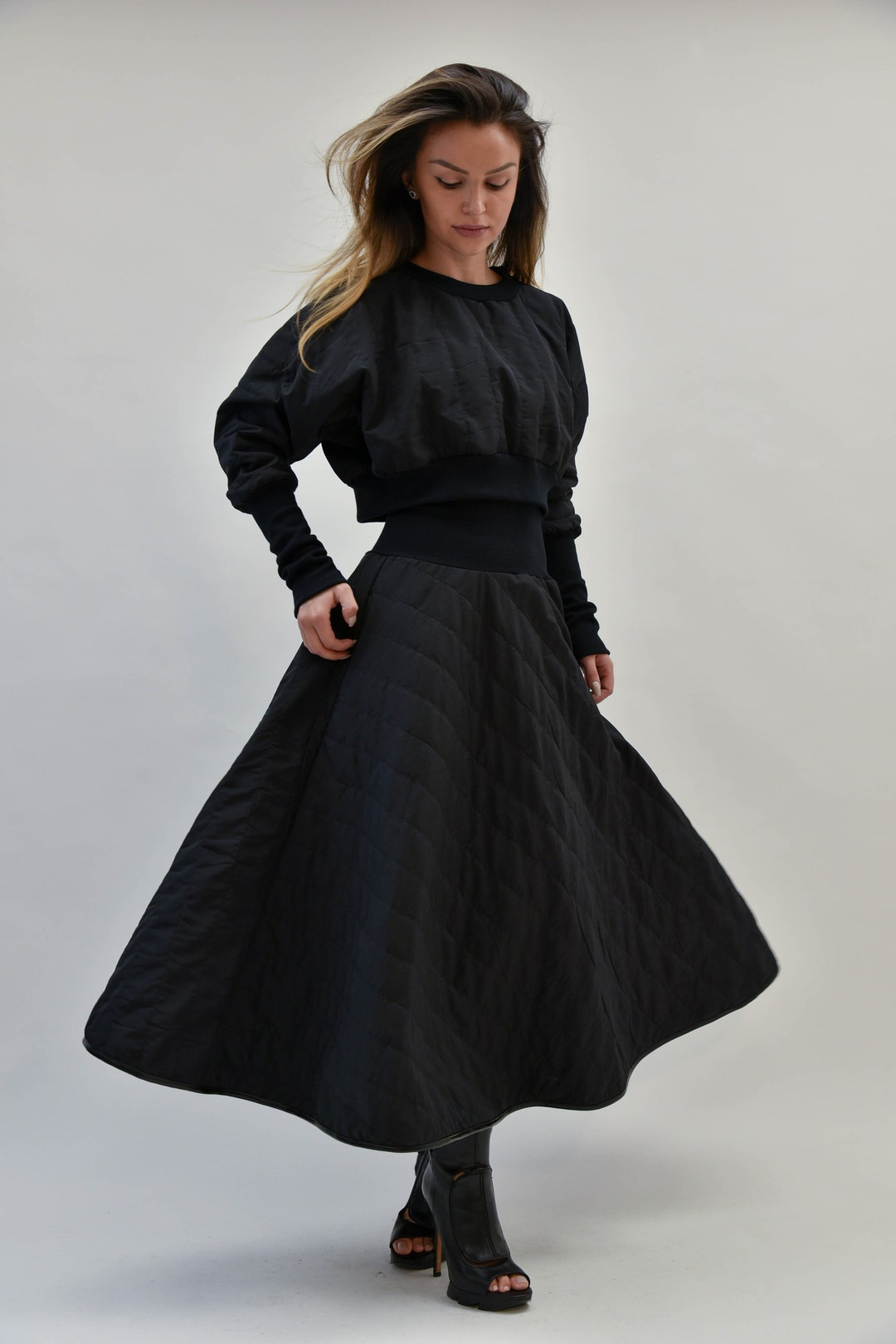 Lovely Black Long Maxi Skirt/high or Low Waist Skirt/long Elastic ...