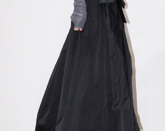 Black Maxi Skirt/High Low Waist Skirt/Long Waistband Skirt/Black Skirt/Taffeta Skirt/Princess Skirt/Party Skirt/Black Evening Skirt/F1361