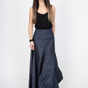 Denim Skirt/Denim Dress/Asymmetrical Jean Skirt/Casual Women Long Skirt/Long Dress/Asymmetrical Denim Handmade Long Dress/F2370 image 3