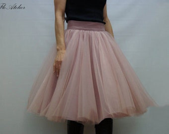 Women Tulle Skirt/Tutu Skirt/Princess Skirt/Casual Skirt/Short Skirt/Handmade Ballet Skirt/Ballet Skirt/Misty Rose Skirt by FloAtelier/F1246