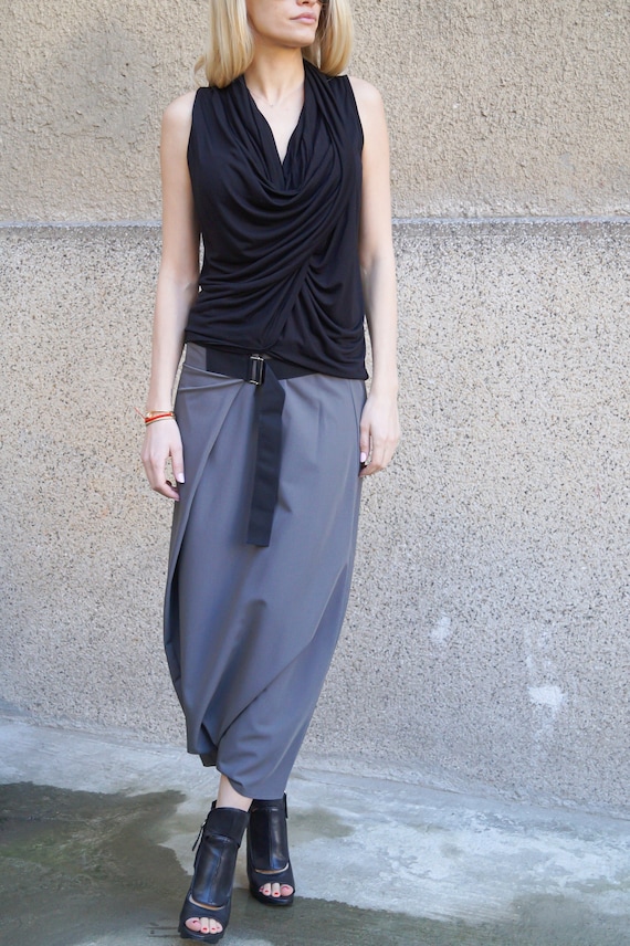 Draped Pants/loose Skirt Pants/khaki Harem Pants/drop Crotch Pants