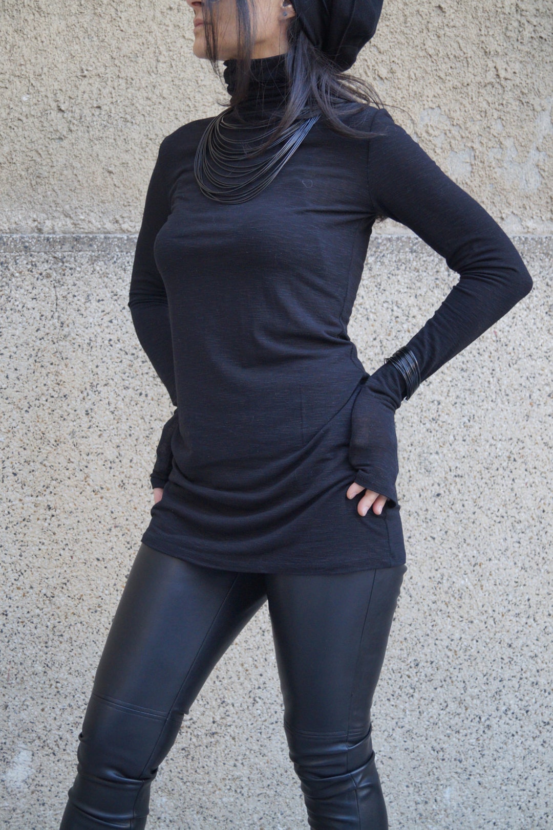 Black Top/long Sleeve Tunic/oversized Top/day Wear Top/dressy - Etsy