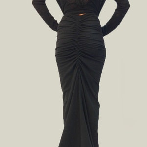 Black Long Maxi Skirt/High Waist Long Skirt/Fashion Skirt/Casual Skirt/Cotton Jersey Skirt/Frill Skirt/Black Skirt/Full Length Skirt/F1156