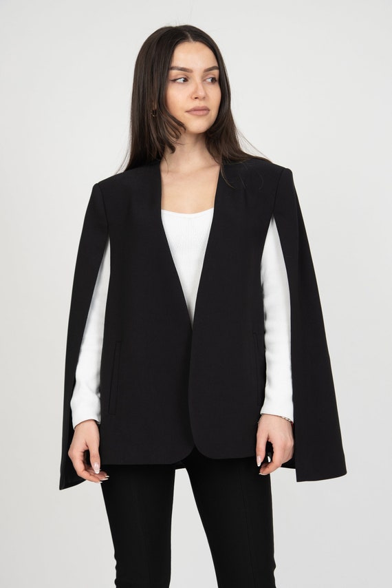 Wool Crepe Cape-Sleeve Coat - Women - Ready-to-Wear