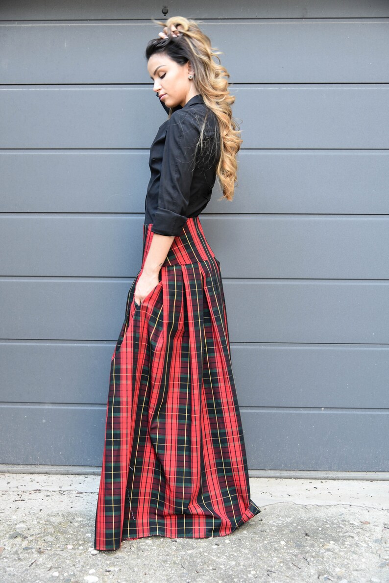 Lovely Checked Long Maxi Skirt/high or Low Waist Skirt/long - Etsy