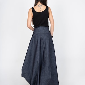 Denim Skirt/Denim Dress/Asymmetrical Jean Skirt/Casual Women Long Skirt/Long Dress/Asymmetrical Denim Handmade Long Dress/F2370 image 8