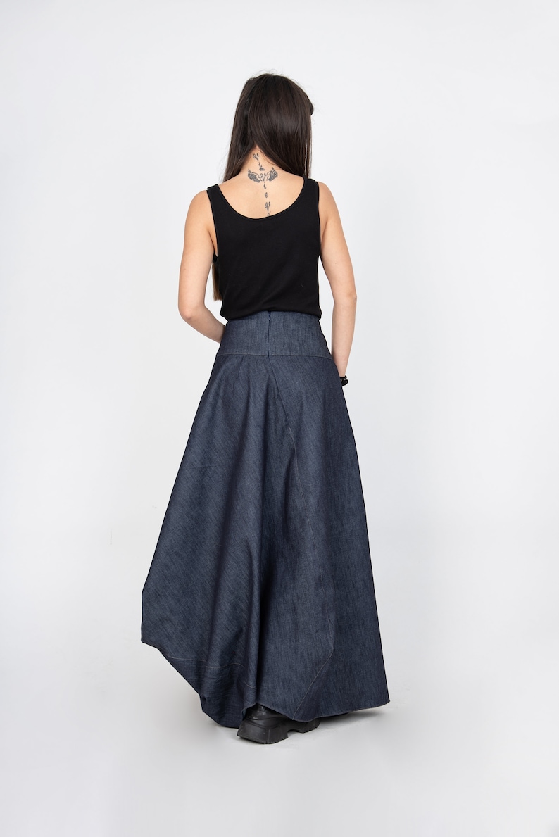 Denim Skirt/Denim Dress/Asymmetrical Jean Skirt/Casual Women Long Skirt/Long Dress/Asymmetrical Denim Handmade Long Dress/F2370 image 8