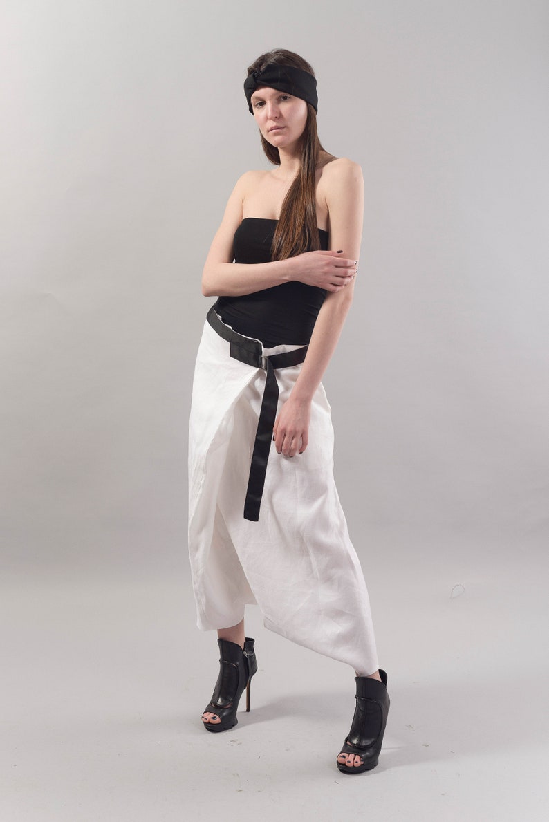 white drop crotch pants