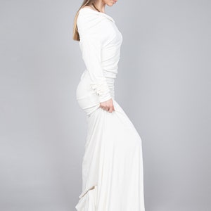 Off Shoulder Dress/Cute Maxi Dress/Cotton Maxi Dress/Casual Long Dress/Loose Maxi Dress/Flowy Dress/Cotton Dress/White Evening Dress/F2296 image 7