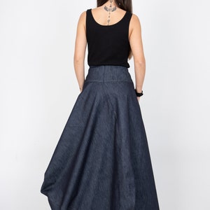 Denim Skirt/Denim Dress/Asymmetrical Jean Skirt/Casual Women Long Skirt/Long Dress/Asymmetrical Denim Handmade Long Dress/F2370 image 7