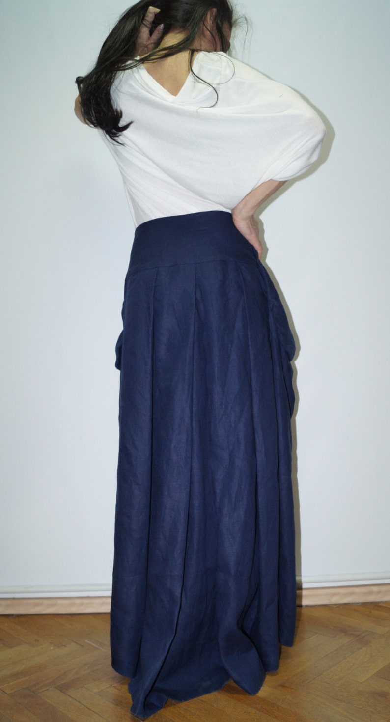 XXL XXXL Skirt/Long Skirt/Relaxed Linen Skirt/Summer Skirt/Maxi Skirt/Extravagant Skirt/Skirt with Pockets/Day Wear/Large Pocket Skirt/F1487 image 4