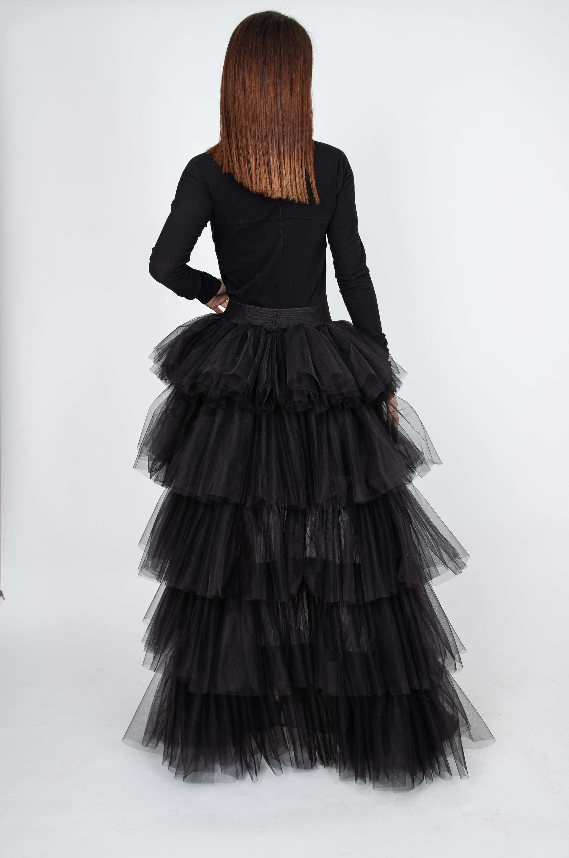Black Tulle Satin Edge Skirt / Short Woman Skirt