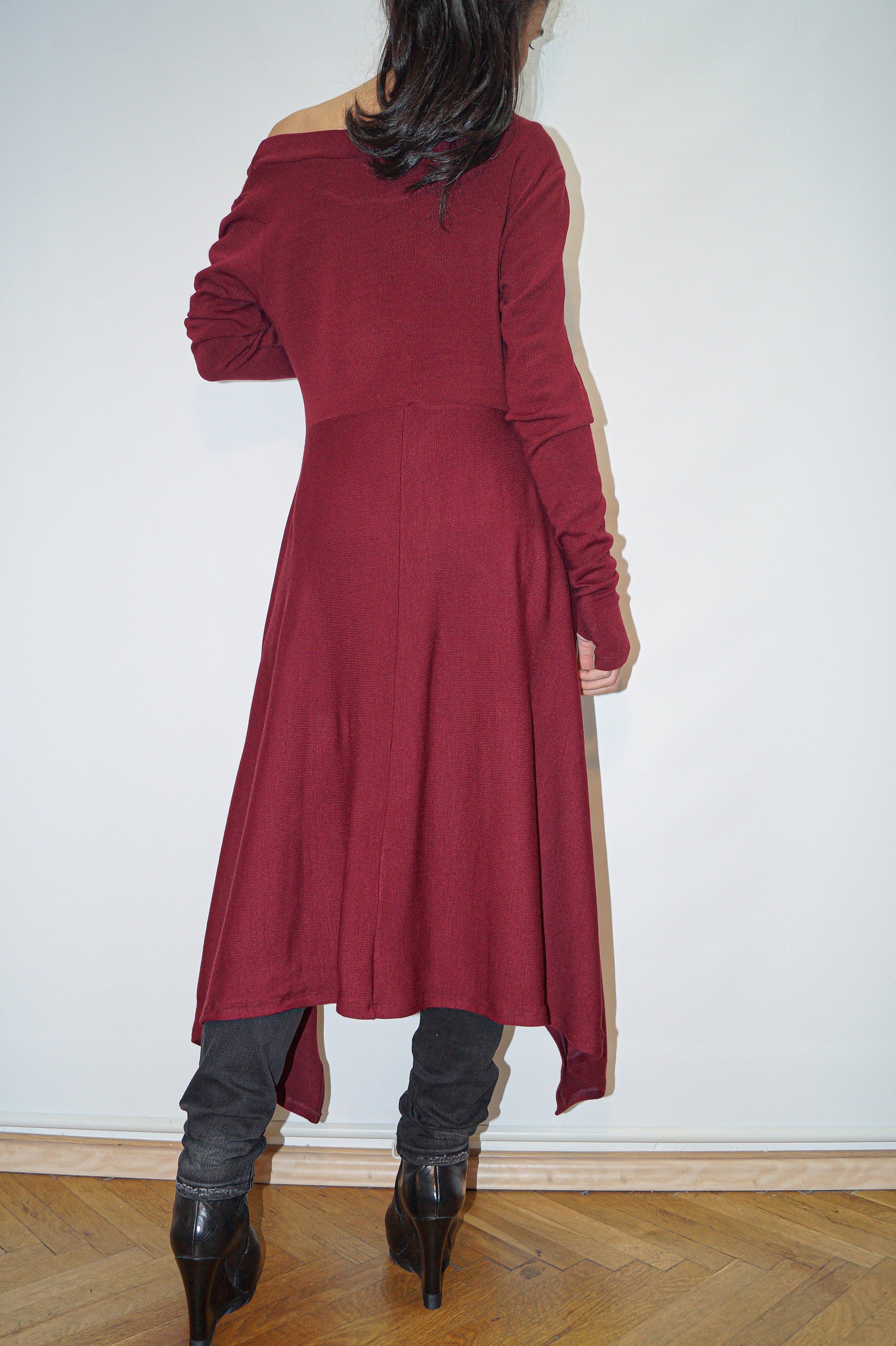 Red Asymmetrical Sweater/cozy Pullover/ Sweater Dress/knit - Etsy UK