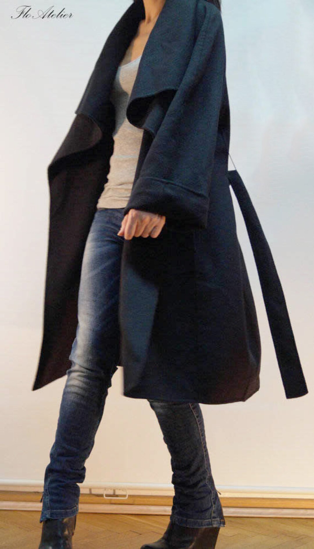Sandra wool cashmere top blend wrap coat