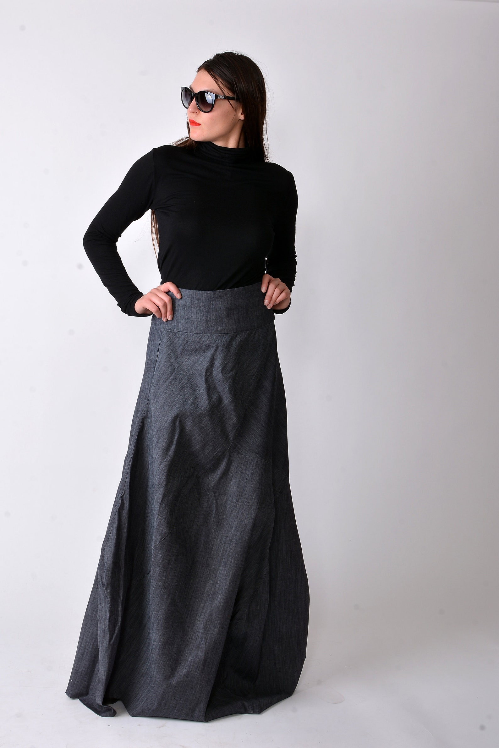 Denim Skirt/denim Dress/asymmetrical Jean Skirt/casual - Etsy