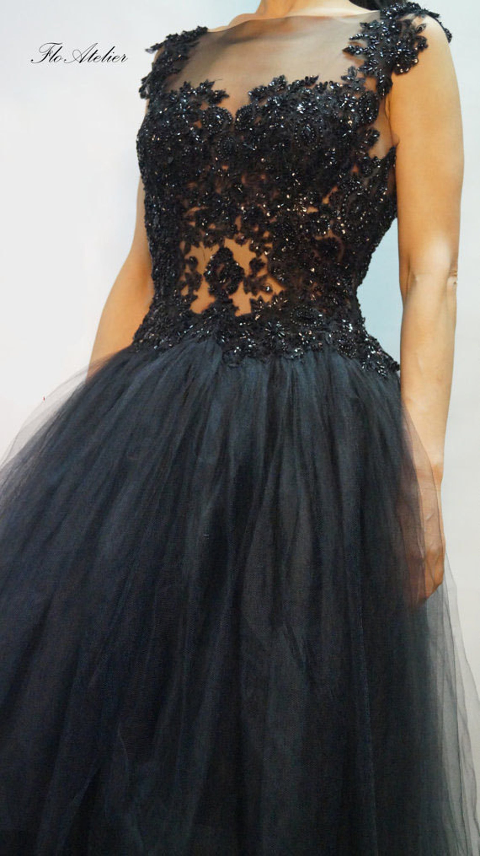 Black Lace Tulle Dress Cheap Black Lace Ball Gown Shop Black V Neck Tulle  Lace Long Prom