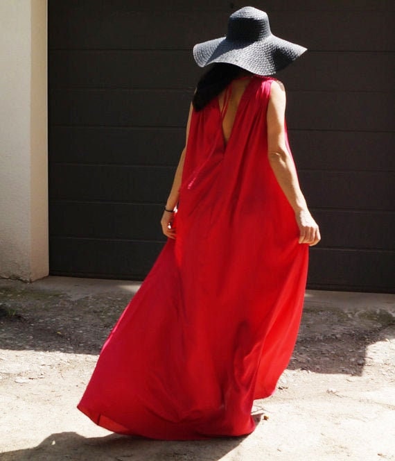 Magenta Kaftan/oversized Tunic/red Maxi Dress/ Casual | Etsy