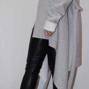 Grey Loose Asymmetrical Cardigan/All Season Cape Coat/Handmade Poncho/Long Sleeve Trench Coat/Jacket for Women/High Quality Vest/F1365 image 3