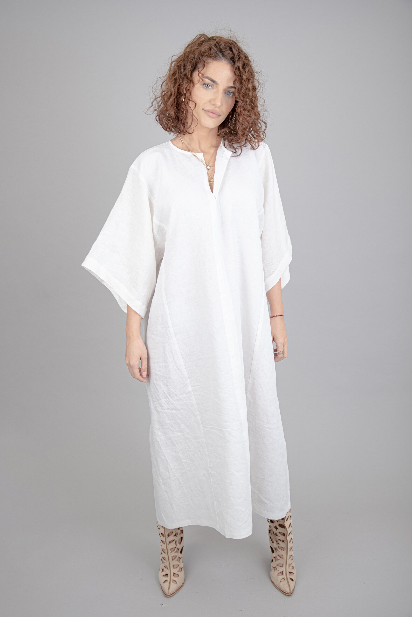 White Linen Robe/oversized Linen Dress/white Tunic/casual Etsy