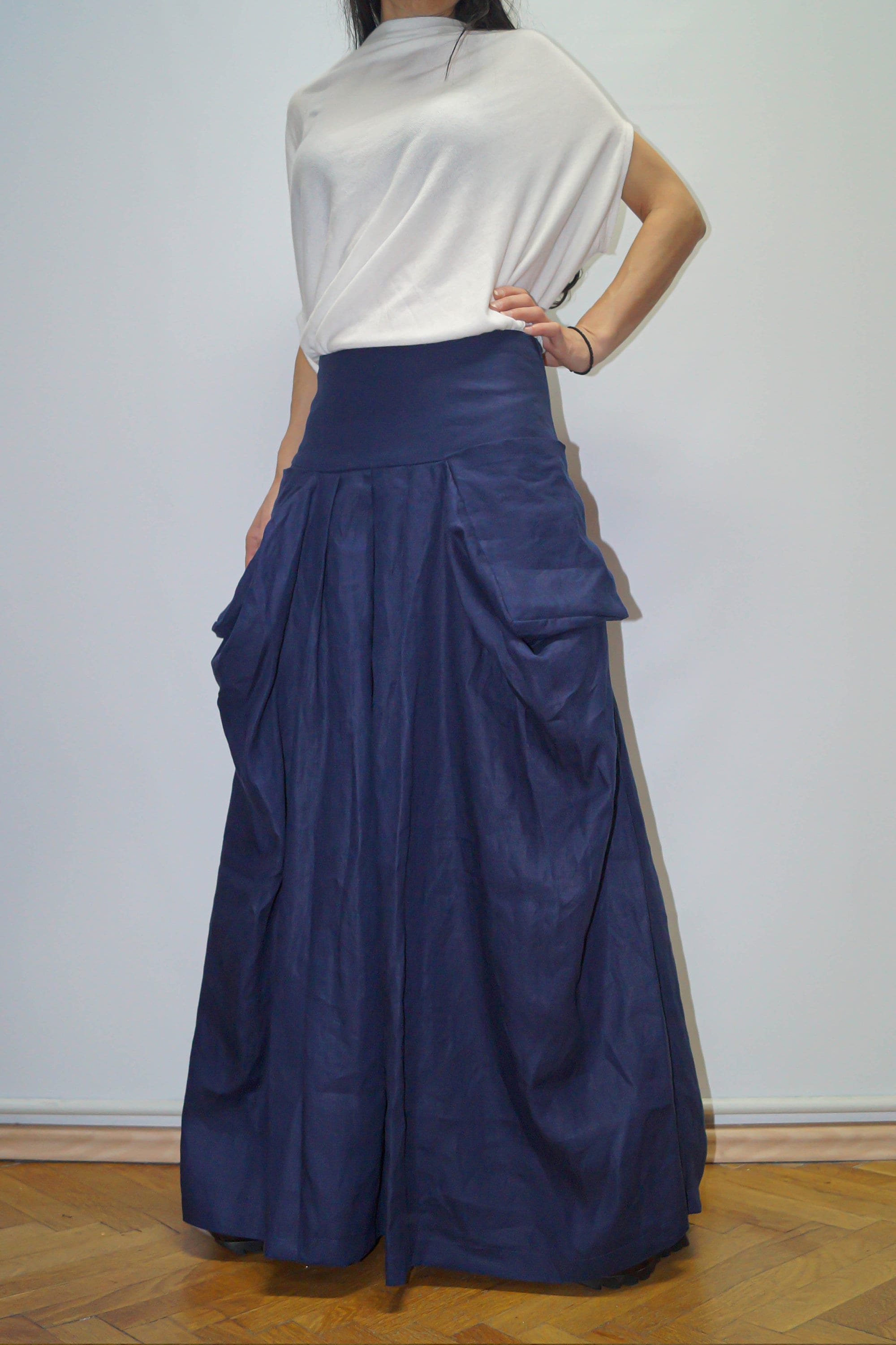 Long Loose Linen Skirt/summer Maxi Skirt/blue Extravagant Maxi | Etsy