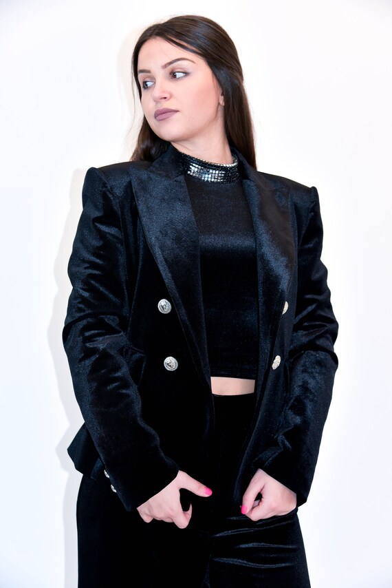Blazer velvet black sale