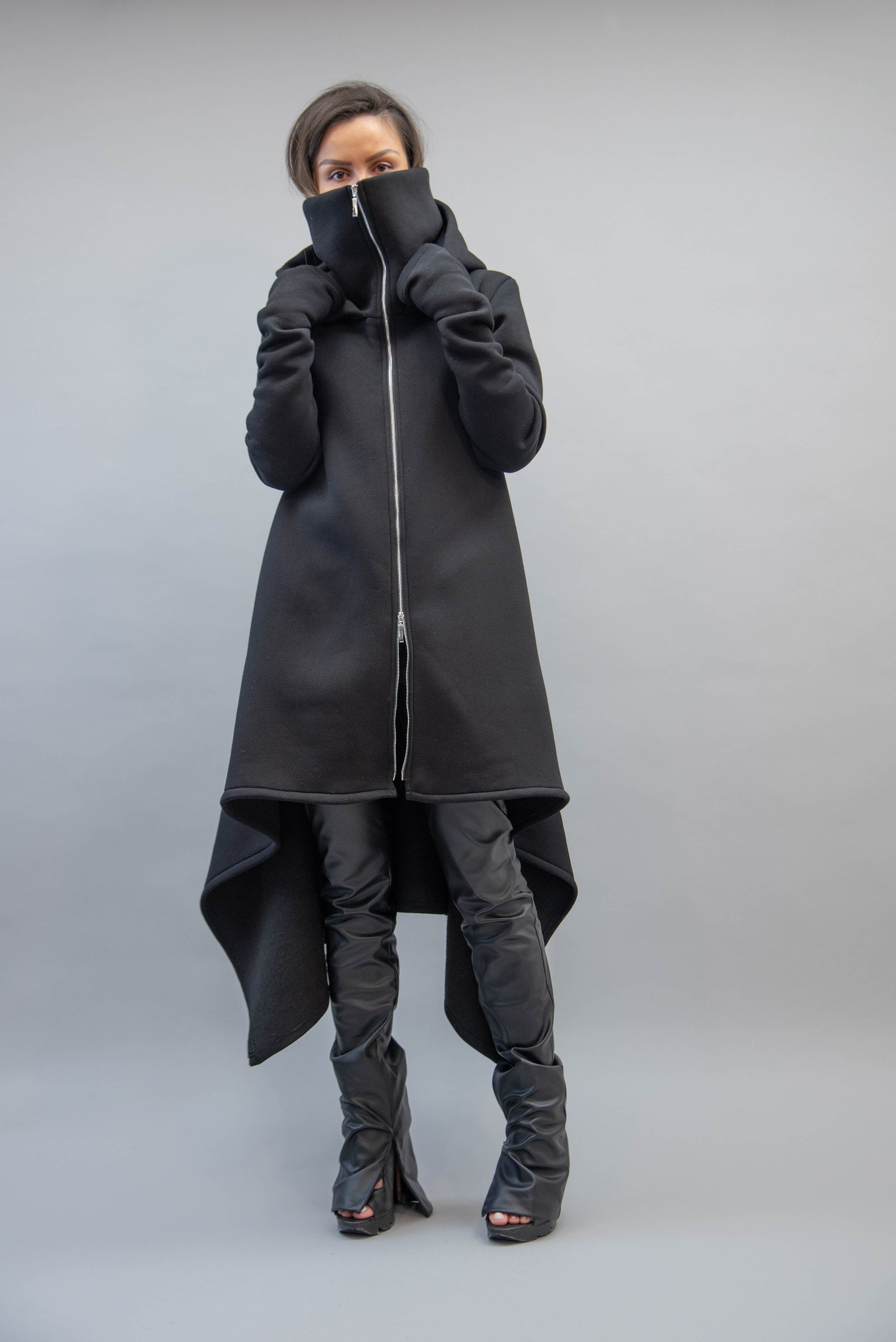 Cowl Neck Sweatshirt asymmetrical Hem Top oversized Loose