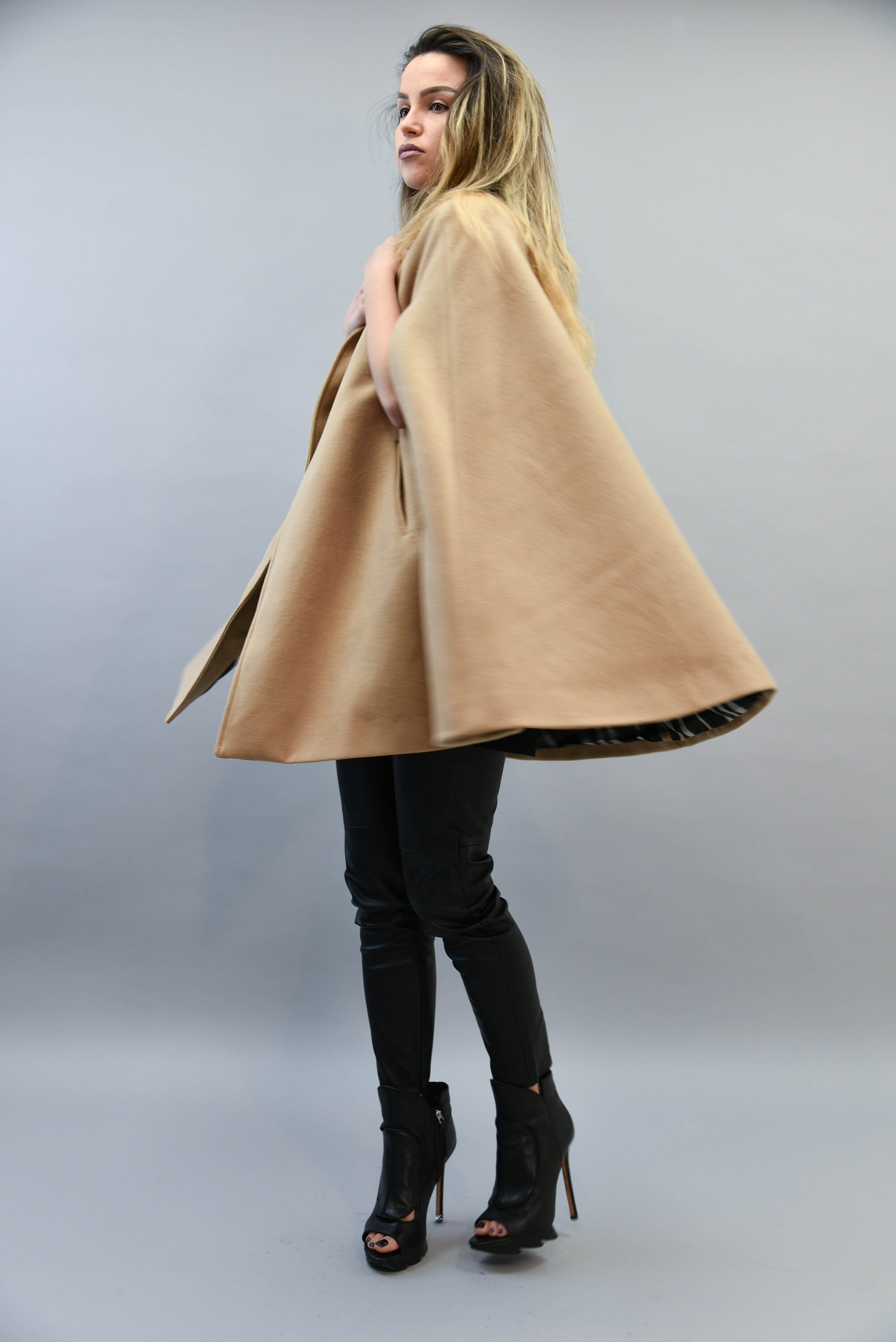小物 hyeon Ted cape camel Camel Cape Coat/jacket for Women/camel Wool Cape/cape Jacket