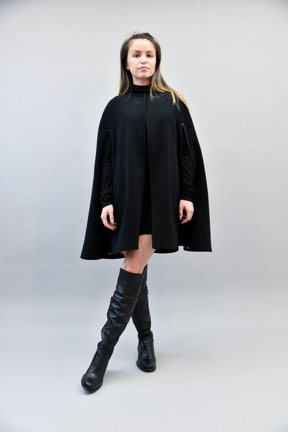Black cape jacket sales