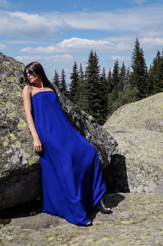 XXL XXXL Dress/floor Length Dress/summer Dress/poly-viscose Dress/loose Long  Dress/maxi Tunic/beach Dress/off Shoulder Blue Dress/f1700 - Etsy
