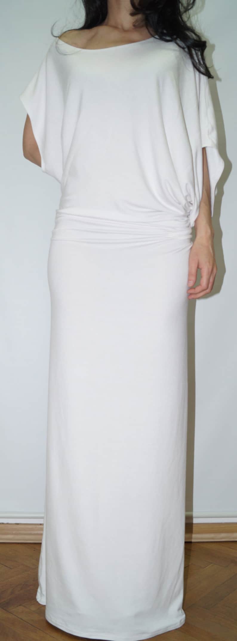 Maxi Dress/Asymmetrical Maxi Tunic/Handmade White Kaftan/White Summer Dress/Top/Cotton Dress/White Tunic/White Dress/White Casual Top/F1114 image 4
