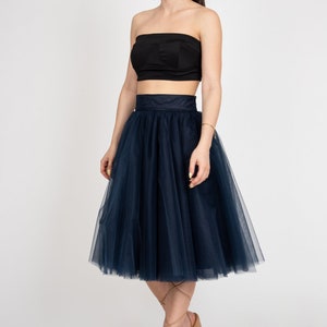 Women Tulle Skirt/Tutu Skirt/Princess Skirt/Blue Short Skirt/Blue Tutu Skirt/Casual Ballet Skirt/Dark Blue Mini Skirt/F2414 image 4