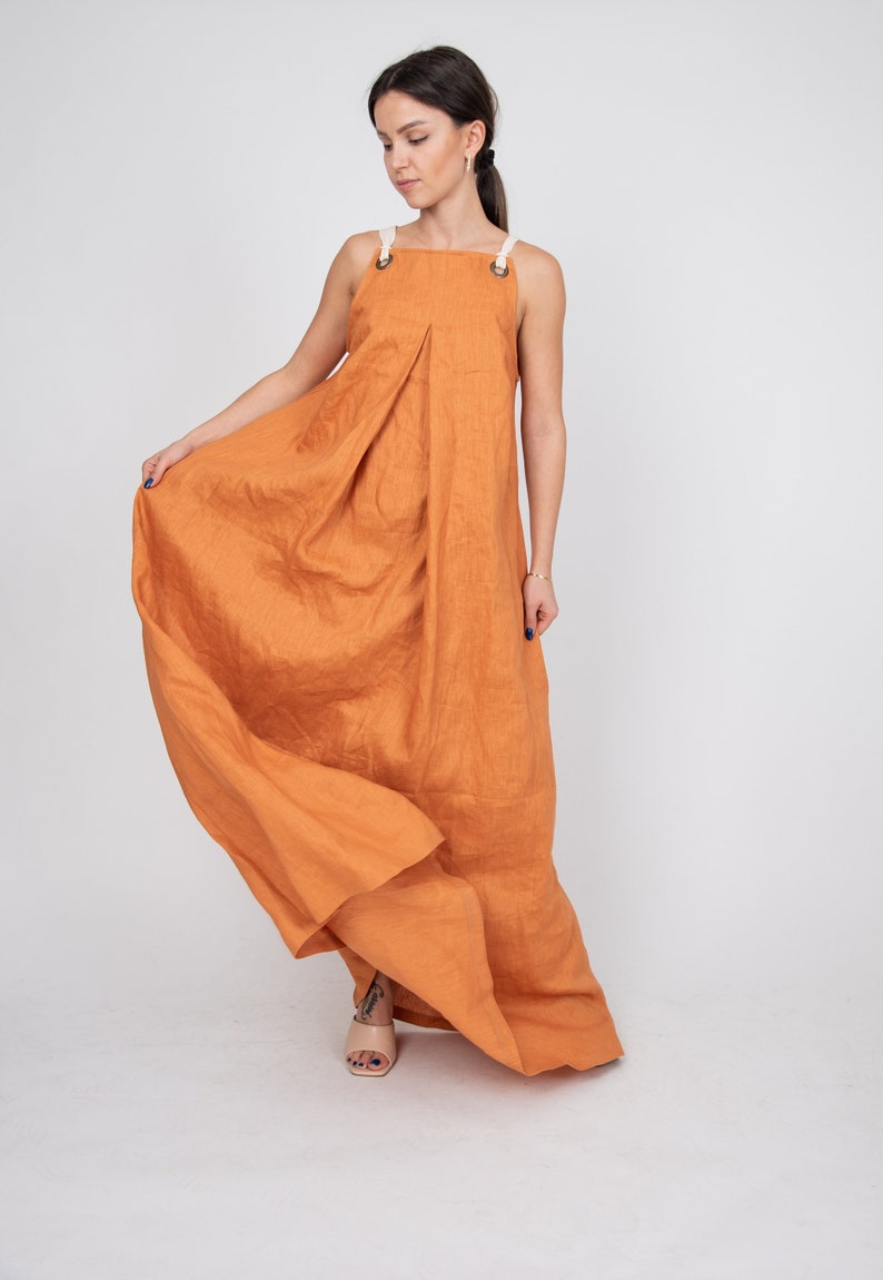 Linen Kaftan Dress/linen Maxi Dress/summer Maxi Dress/linen Etsy