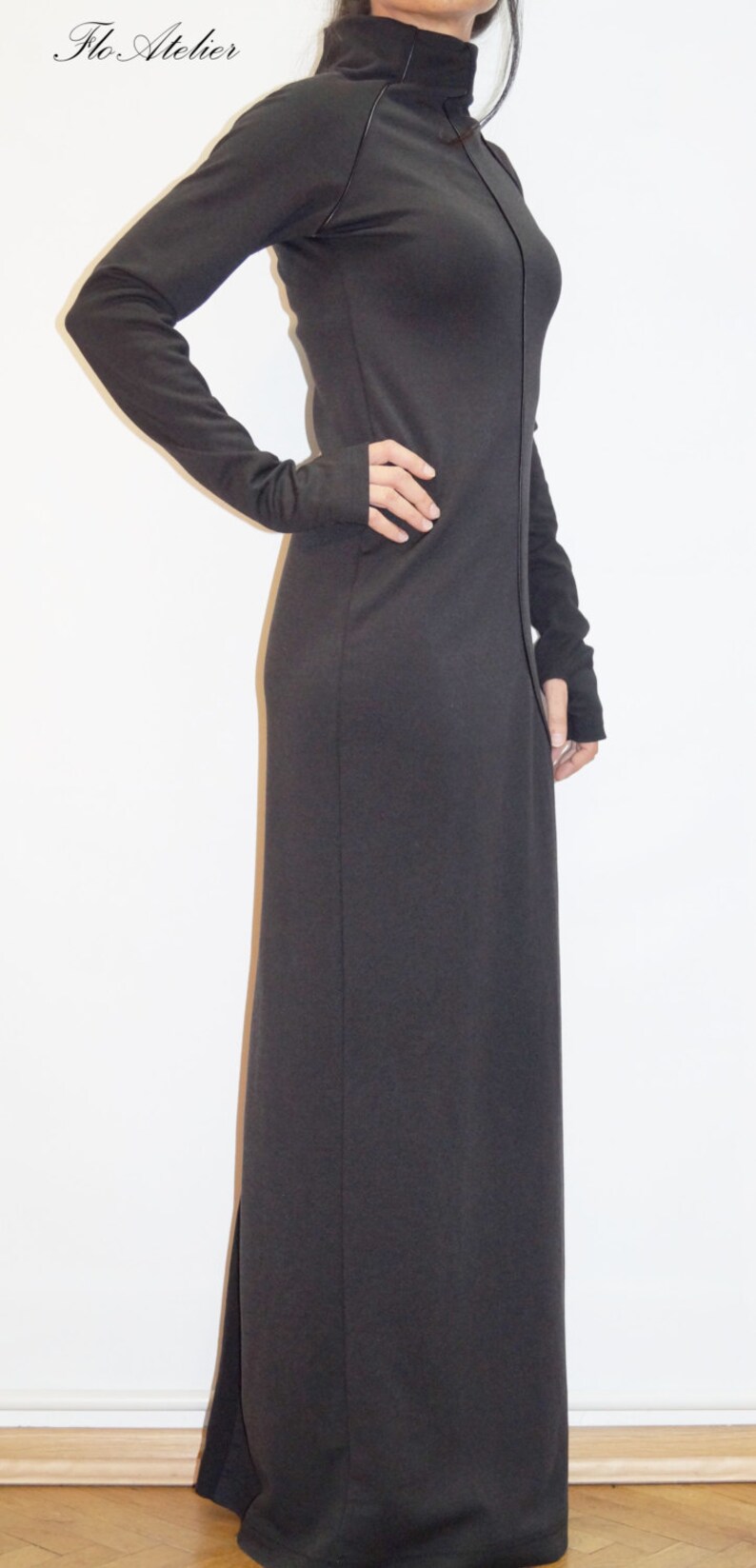 Long Sleeve Maxi Dress/casual Evening Elegant Dress/black Sexy - Etsy