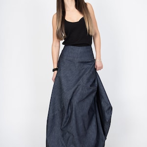 Denim Skirt/Denim Dress/Asymmetrical Jean Skirt/Casual Women Long Skirt/Long Dress/Asymmetrical Denim Handmade Long Dress/F2370 image 6