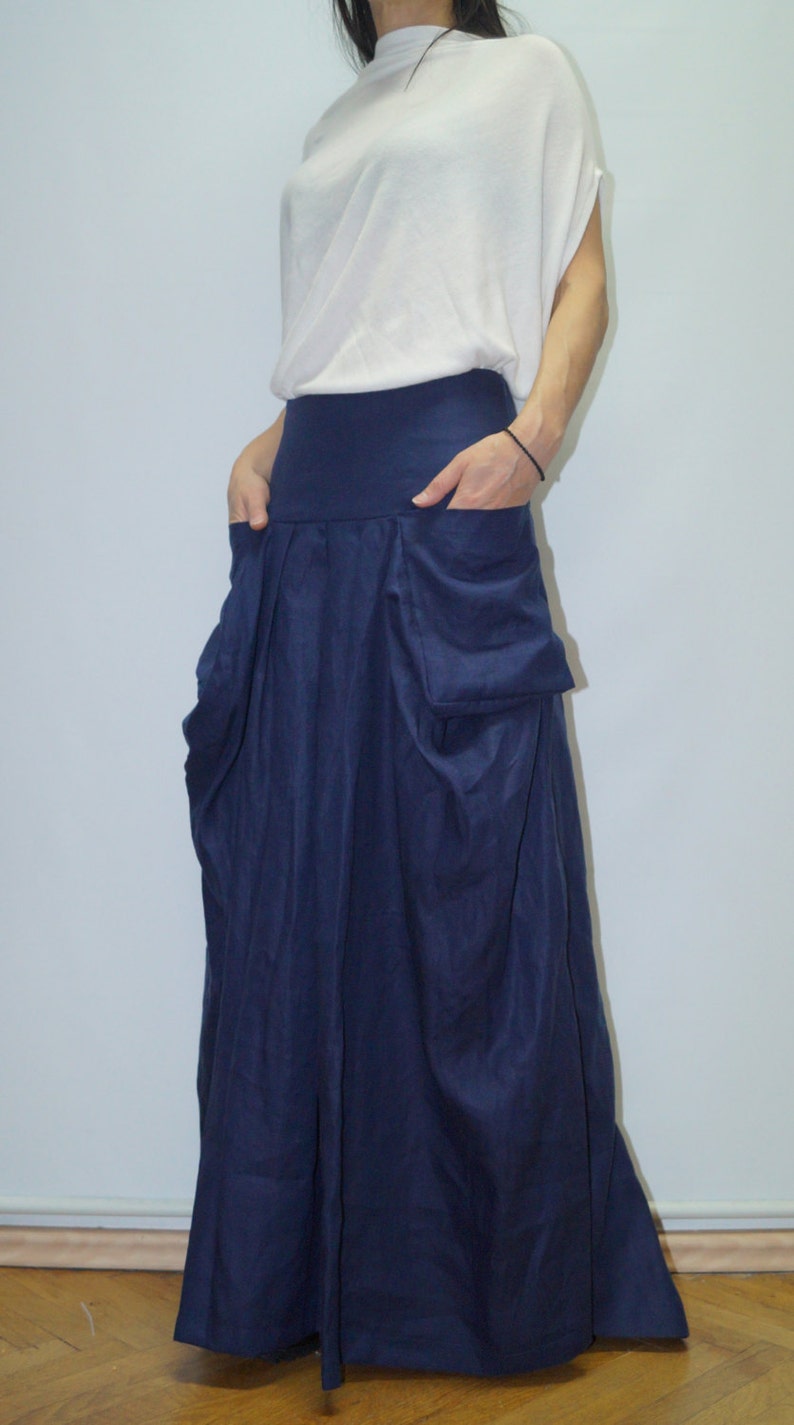 XXL XXXL Skirt/Long Skirt/Relaxed Linen Skirt/Summer Skirt/Maxi Skirt/Extravagant Skirt/Skirt with Pockets/Day Wear/Large Pocket Skirt/F1487 image 2