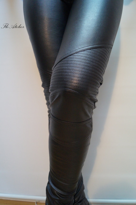 Faux Leather Leggings, Black Leggings, Eco Leather Leggings, High