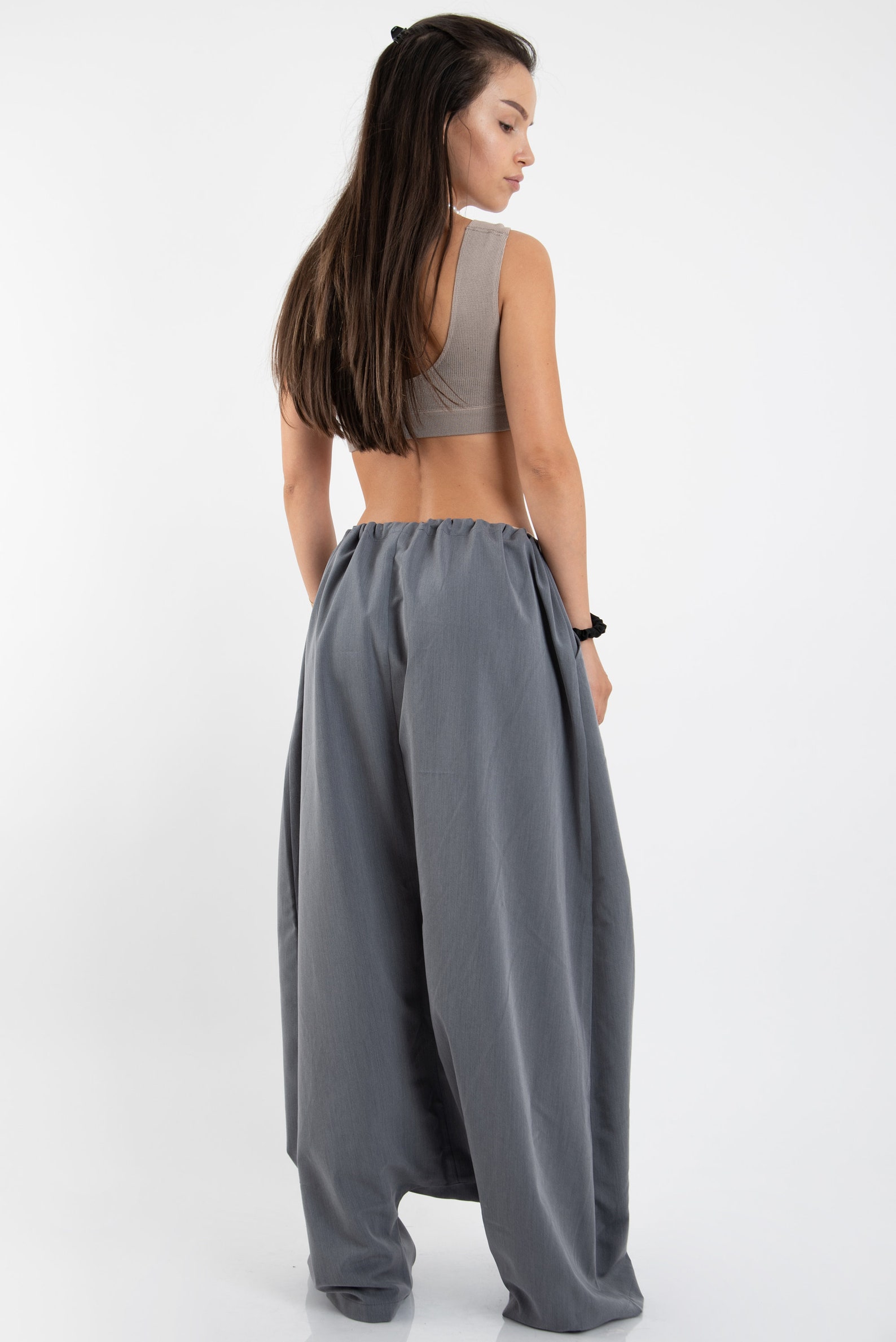 Loose Skirt Pants/casual Pants/black Drop Crotch Harem Etsy