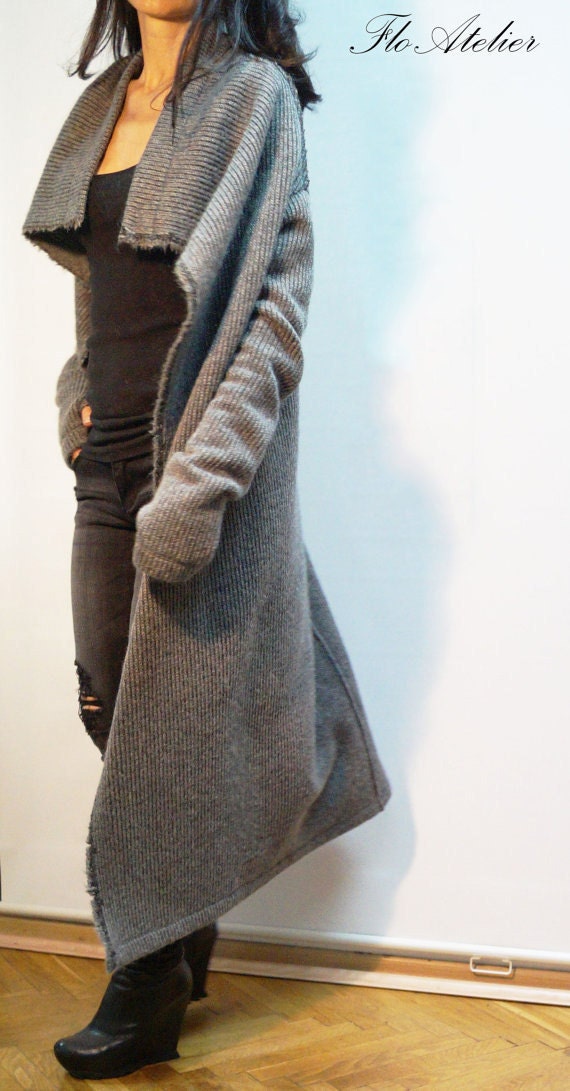 Grey Asymmetrical Cardigan/Oversized Sweater/All Season | Etsy