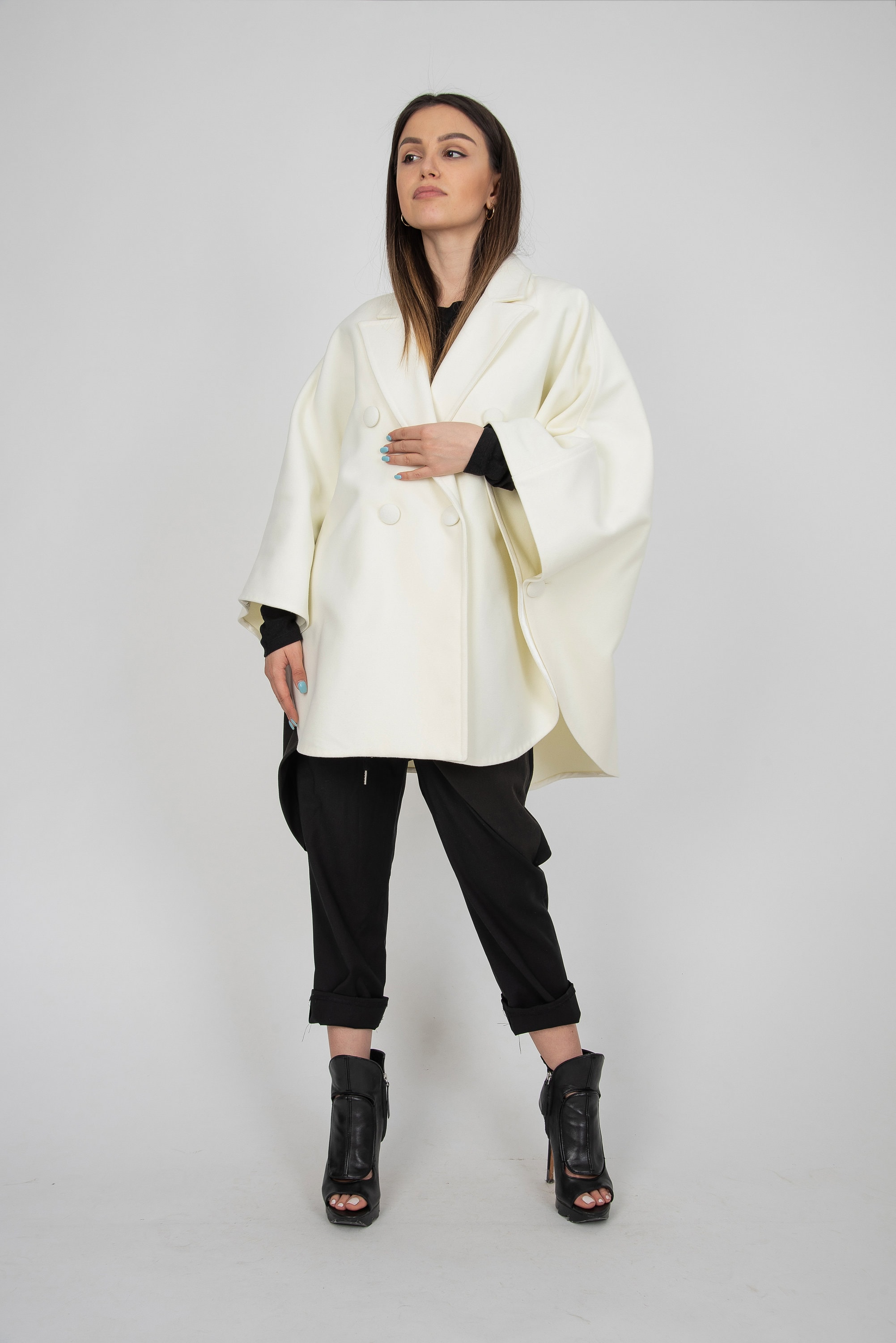 ジャケット・アウター ANATOMICA CAPE OFF WHITE ORGANIC WOOL
